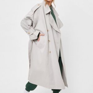 Grey Oversized Trench Coat
